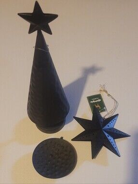 Kohl's Distressed Black Metal Christmas Set With Tree And 2 Ornaments